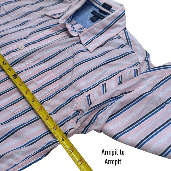 Tommy Hilfiger Pink and Blue Men's Striped Button-Down Shirt Preppy Career S - Picture 9 of 10